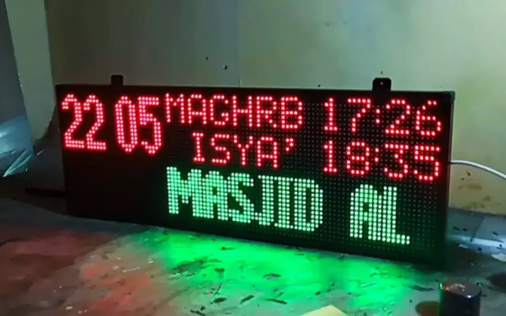Jam digital sholat otomatis ukuran 1m x 40