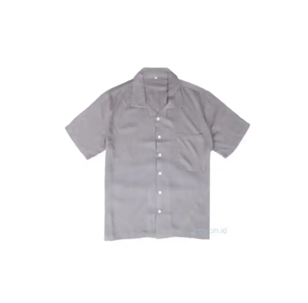 Kemeja Hawai Polos Unisex Katun Rayon Kemeja Lengan Pendek