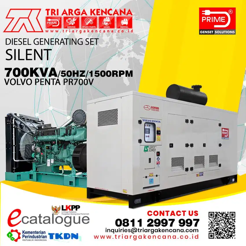 Ready Stock Genset PRIME Volvo Penta 700 KVA