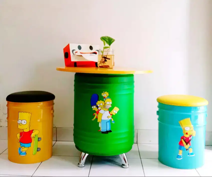 Kursi tong &amp; meja set custom warna &amp; logo
