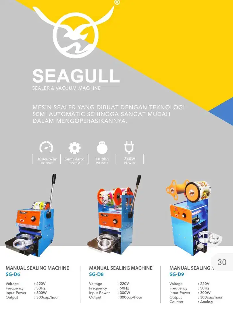 Mesin Cup Sealer merk Seagull Produk by Eton utk OZ22 +plastik Rol