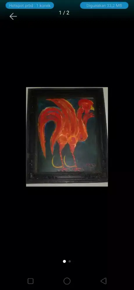 Lukisan Ayam Jago Merah Popo Iskandar