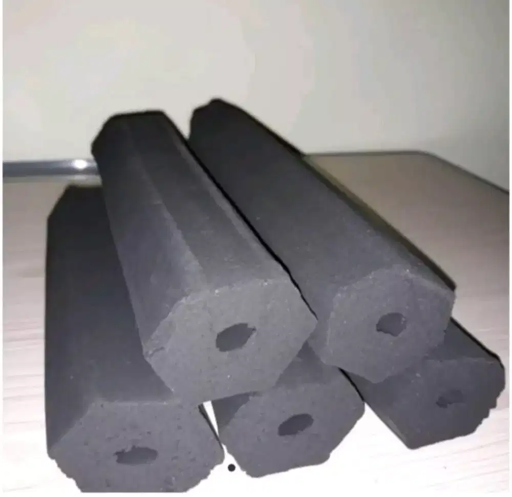 1Kg arang briket hexagonal atau briket BBQ areng kayu kualitas ekspor