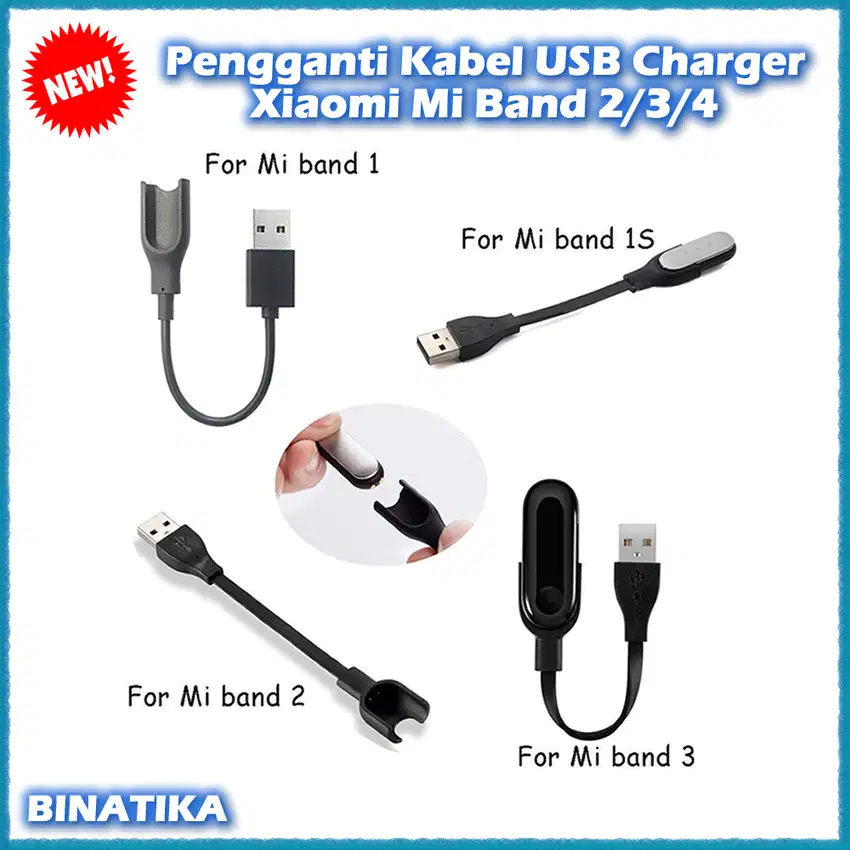 Pengganti Kabel USB Charger Xiaomi Mi Band 2/4/5/6/7/8 Charger Miband