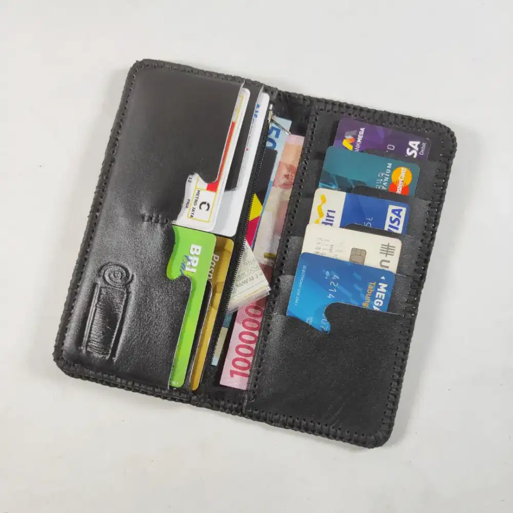 Dompet panjang full kulit sapi anyam sulam kulit kambing DB10