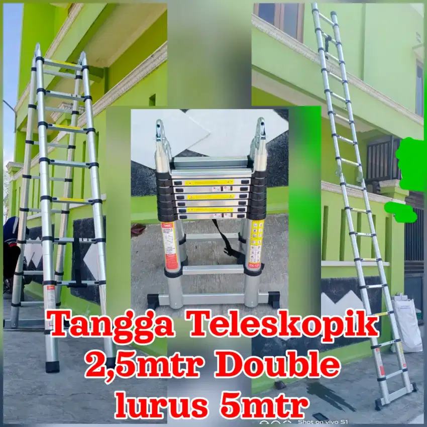 Tangga teleskopik model A 2,5mtr dan lurus 5mtr an