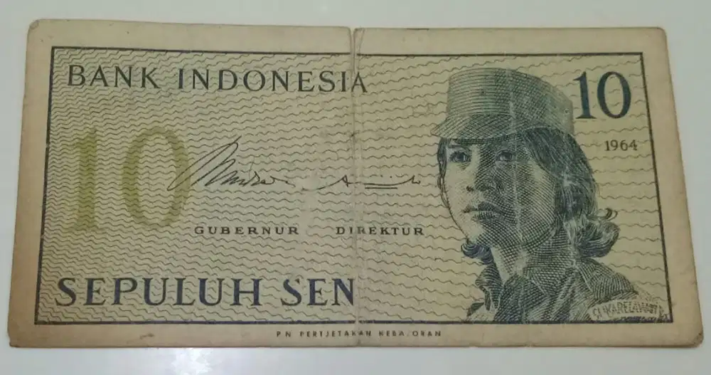 Uang kertas nominal 10 sen tentara rakyat tahun 1964