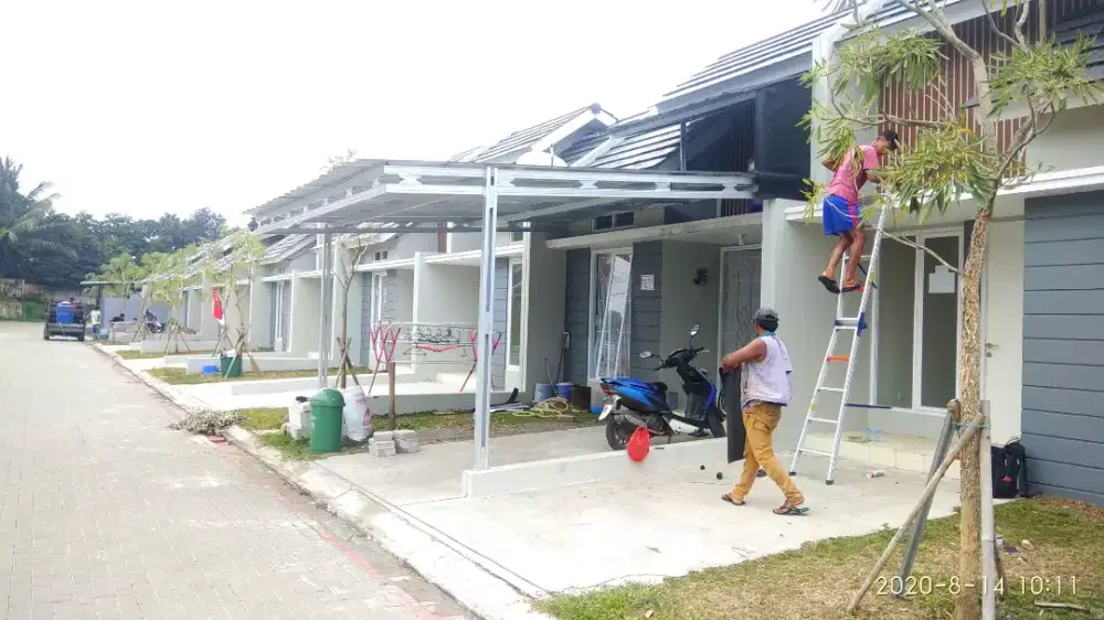 Kanopi Baja Ringan Spandek Pasir Tiang double