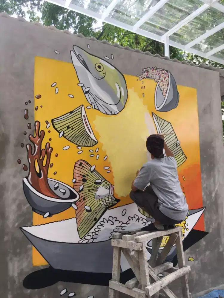 Mural pengganti stiker atau wallpaper