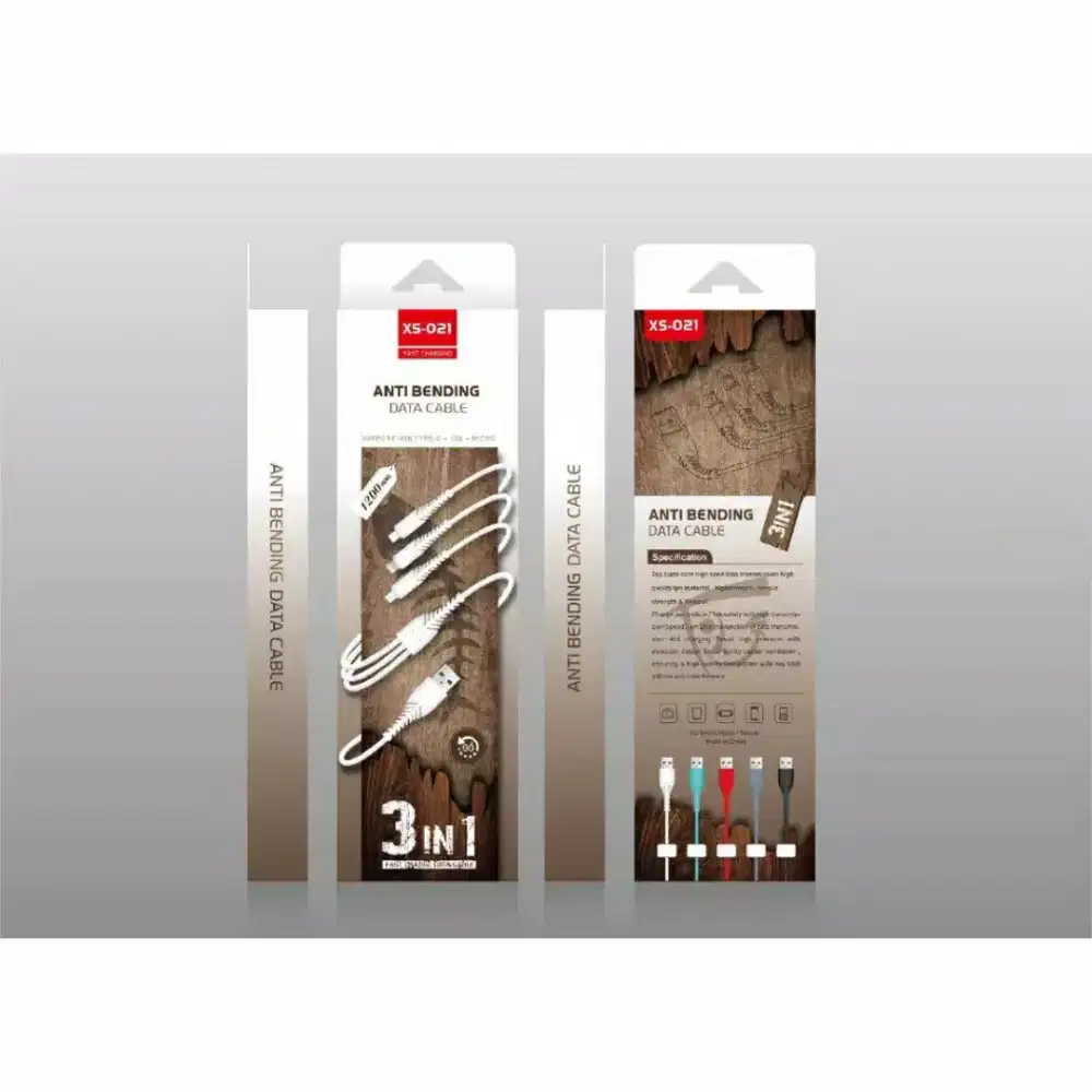 3in1 Universal Charging Cable 1.2m micro USB + Lighting + Type-C