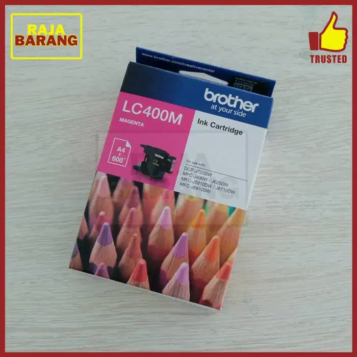 Brother Tinta Printer Merah LC400M LC 400 M LC400 M Magenta Original