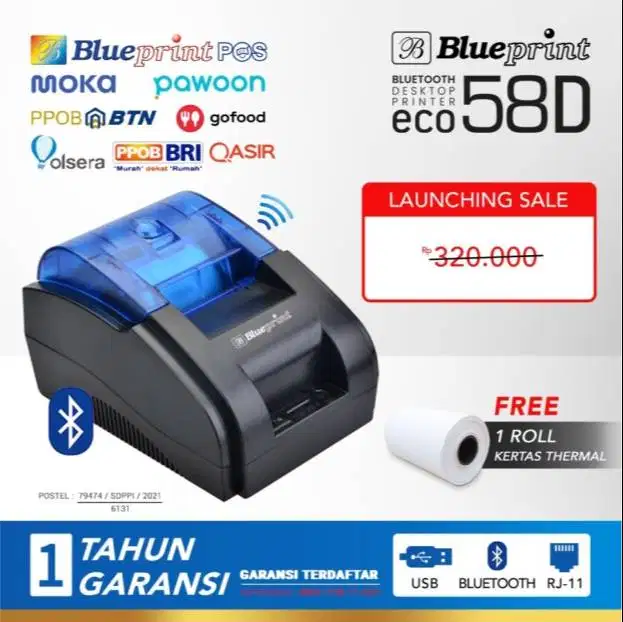Blueprint ECO 58D ( USB + BT + RJ11 ) Printer Bluetooth Thermal Kasir