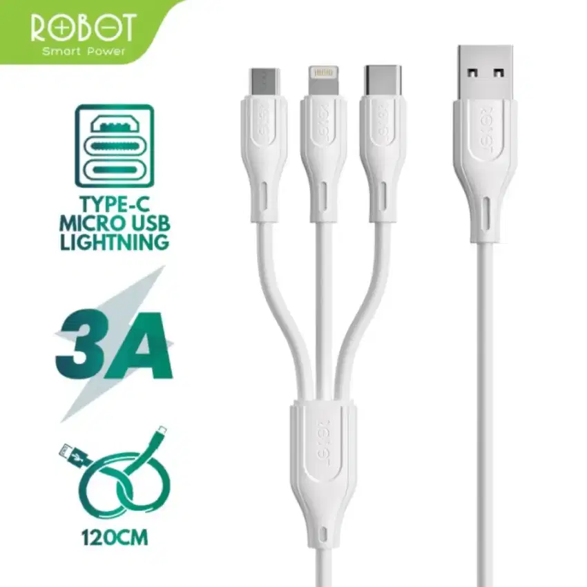 Kabel Charger Data Cable Micro-USB Type-C Lightning Vivan Robot