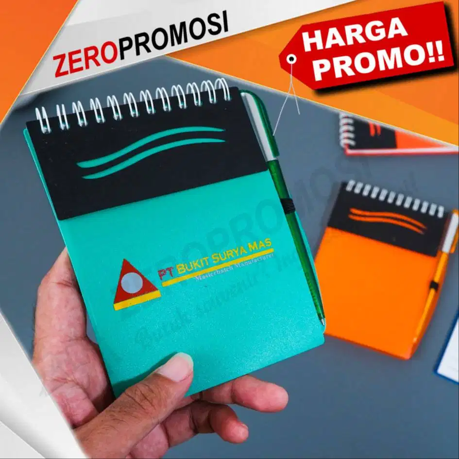 Memo Buku Catatan Kecil + Pulpen Plastik Cetak logo