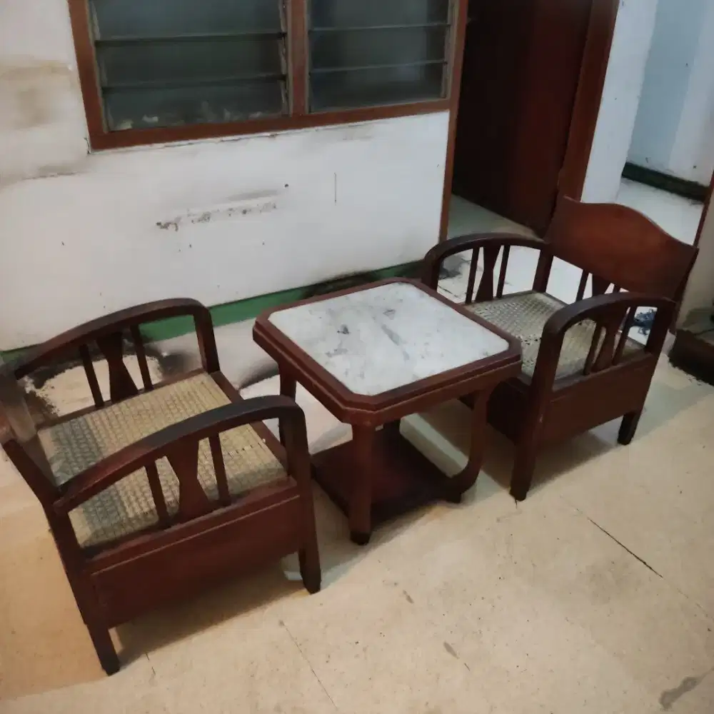Set meja marmer jati antik