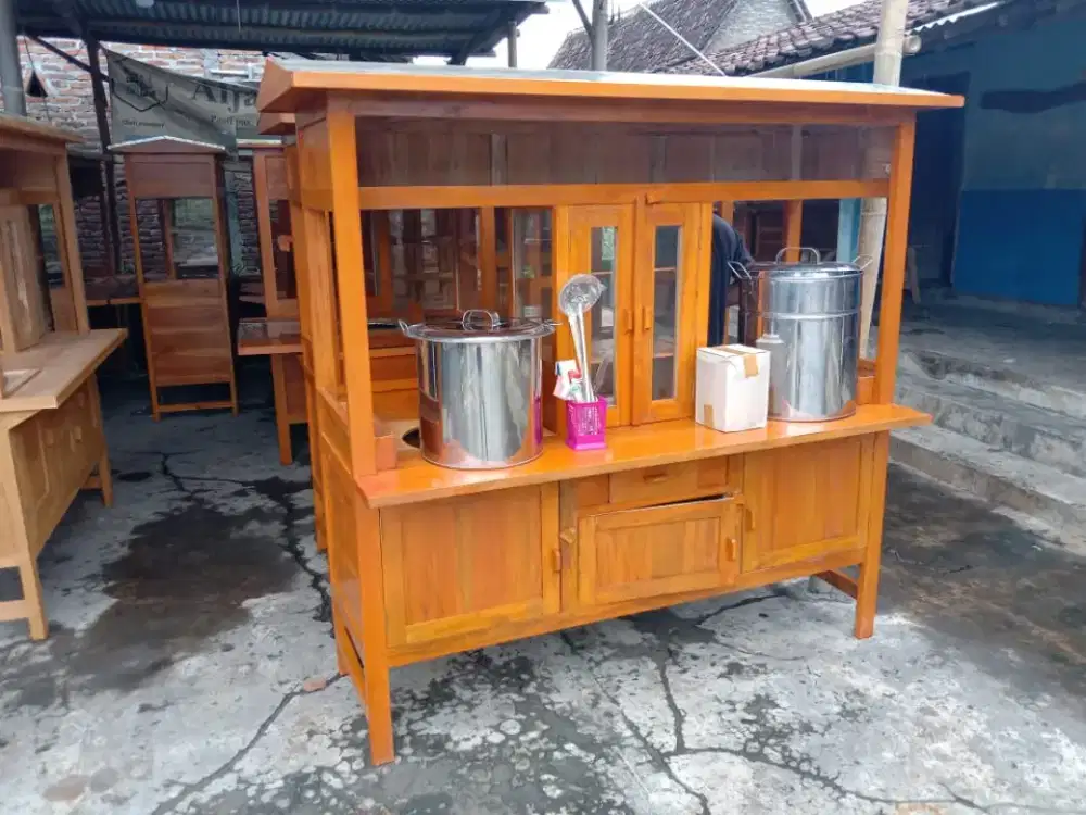 Gerobak Mie ayam bakso mahoni paket lengkap