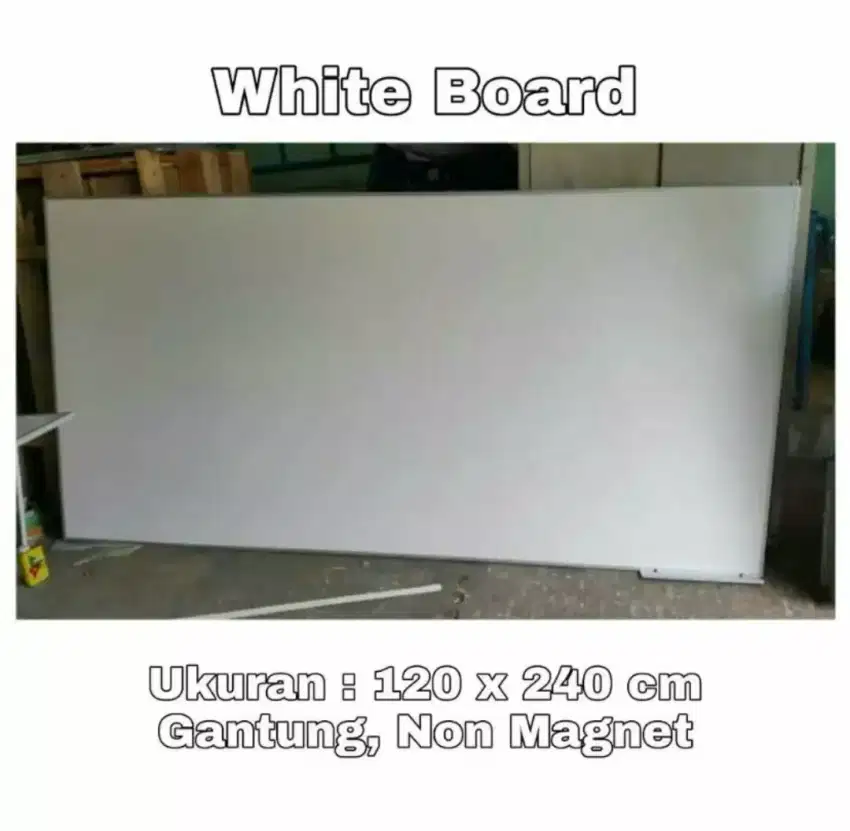White board uk 120 x 240 cm Papan Tulis Spidol Gantung Non Magnet Baru