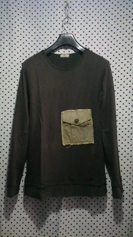 KAOS SWEATER BROWN BLACK IMPORT