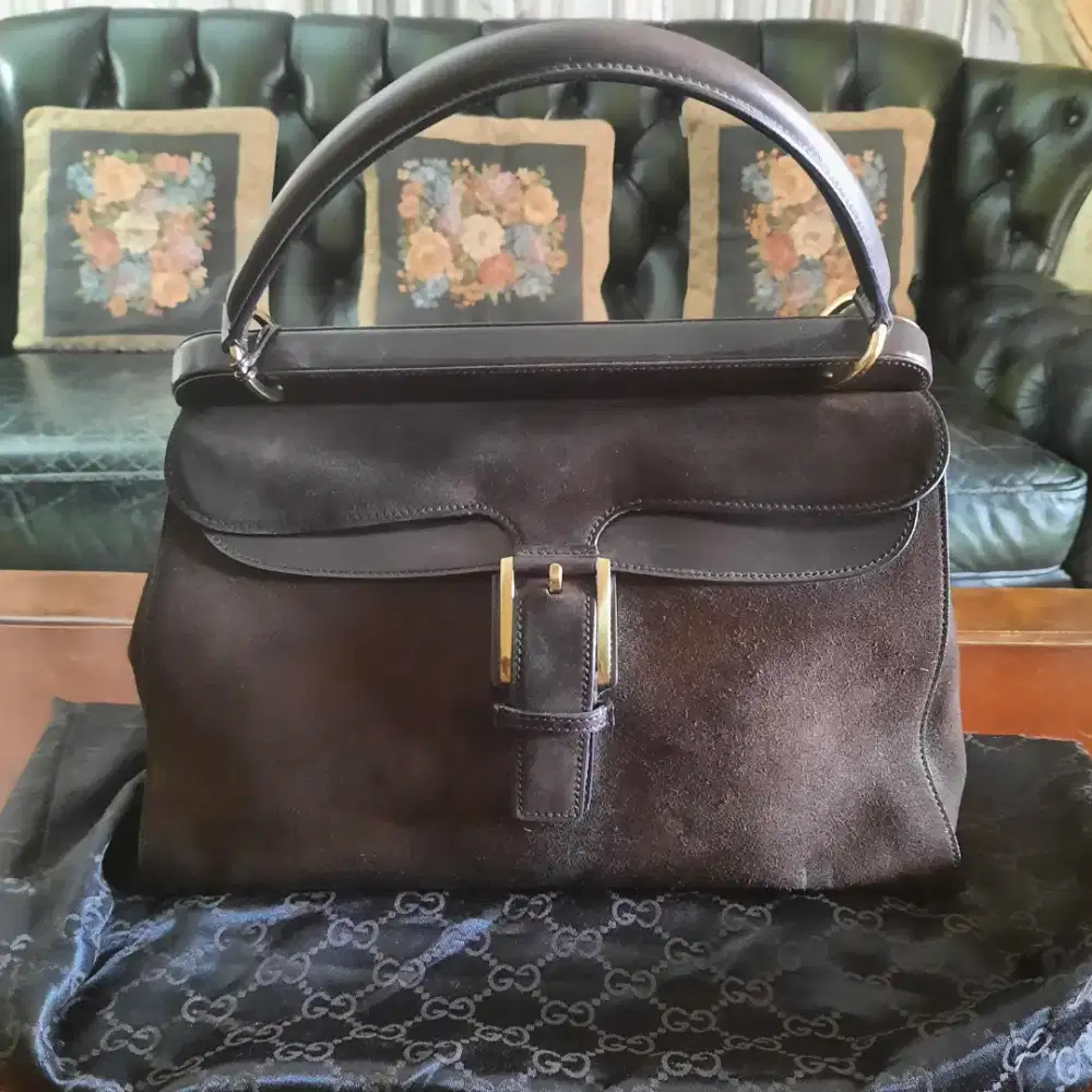 Jual Tas Handbag Gucci Suede Designer Asli Authentic Second