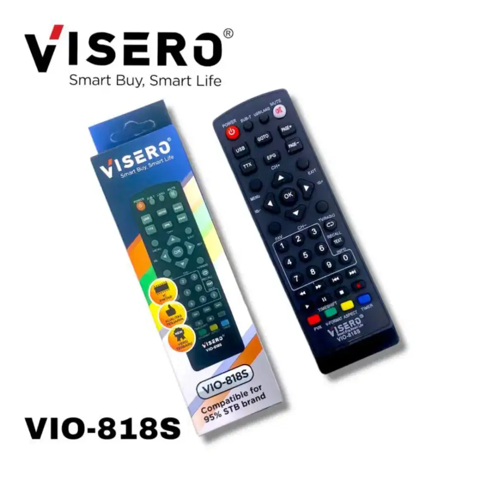 REMOTE MULTI SET TOP BOX Remot STB DVB T2 Terlengkap VISERO VIO-818S