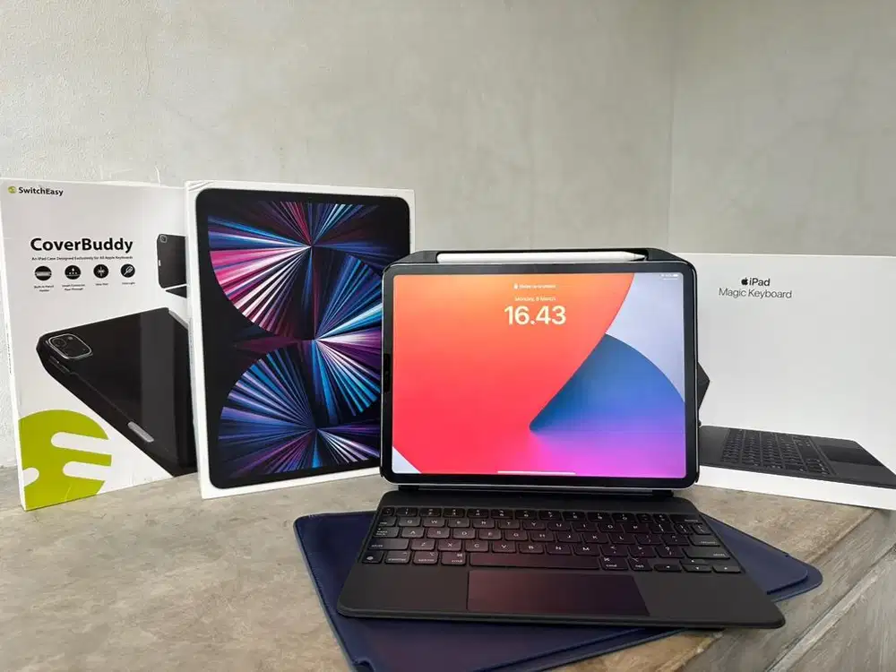 Ipad Pro M1 128GB Silver Fullset + Magic Keyboard + Pen Gen2 Berbonus