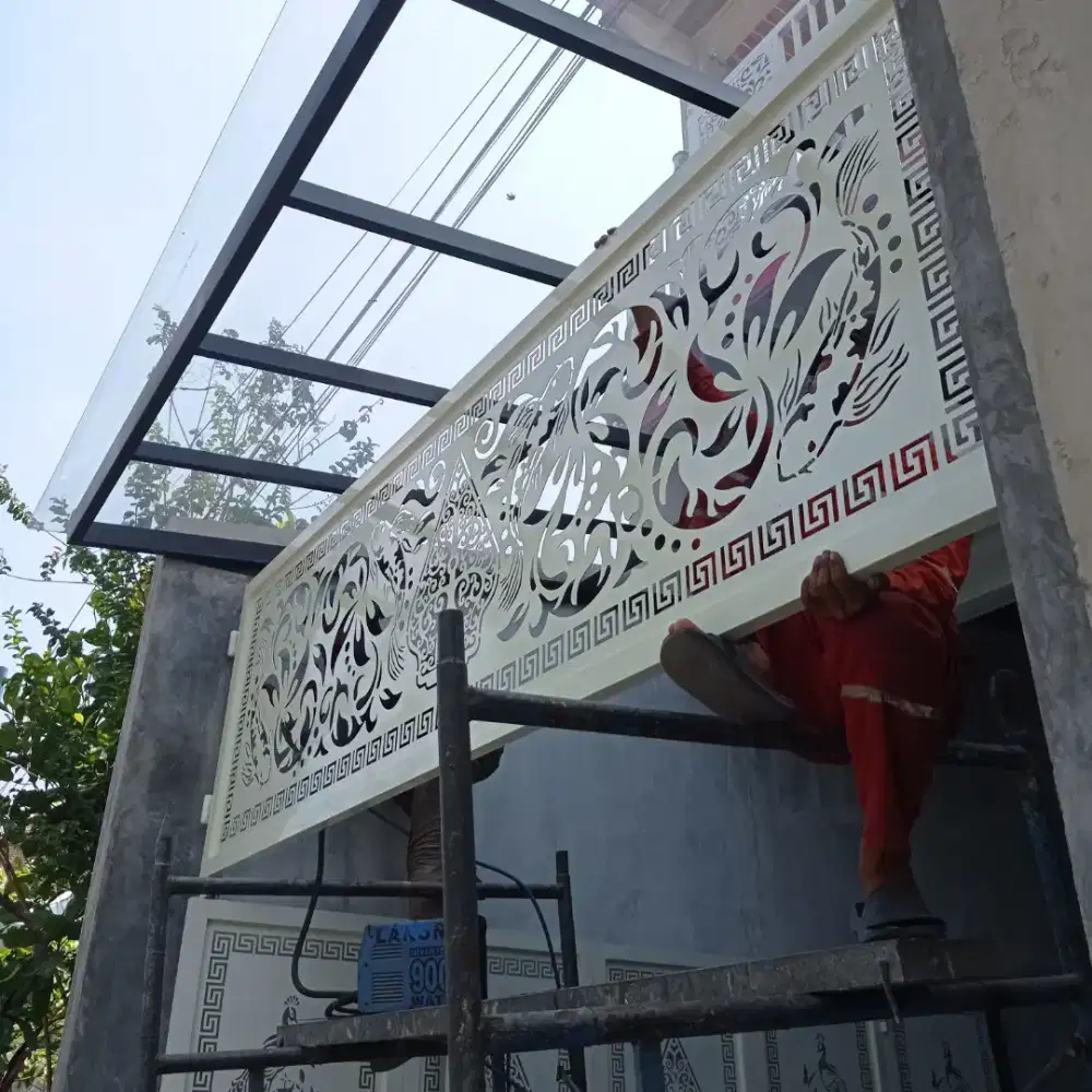 pintu pagar besi dg motif cuting plasma