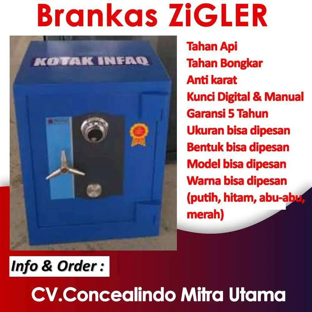 Lemari pint Brankas Ziger Surabaya solid tinggi garansi Tahan Api & Bo