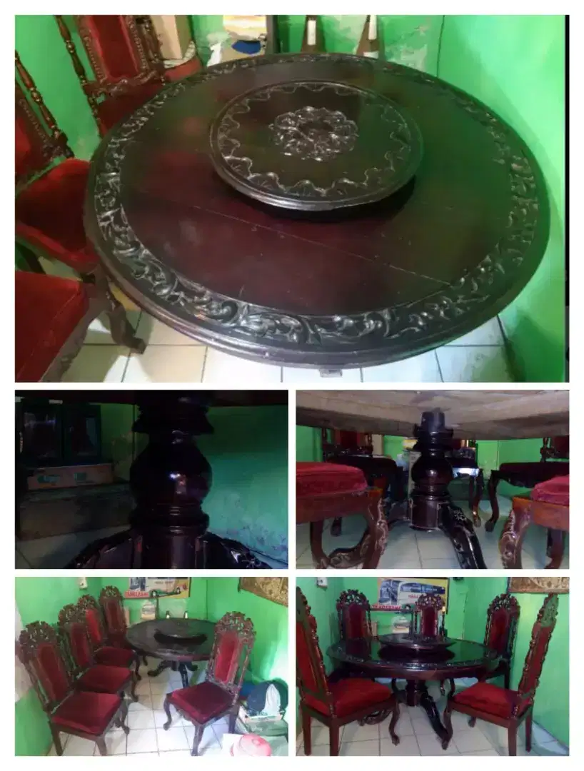 Bekas Rasa Klasik; Jual Furniture Jati Tua Jepara(Meja-KursiMakan1set)