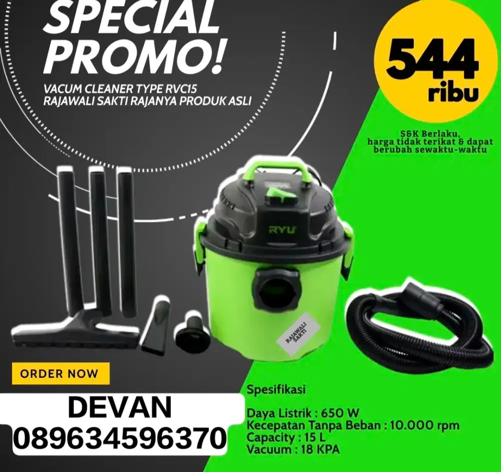 Mesin ryu vacum cleaner 15 ltr murah & bergaransi