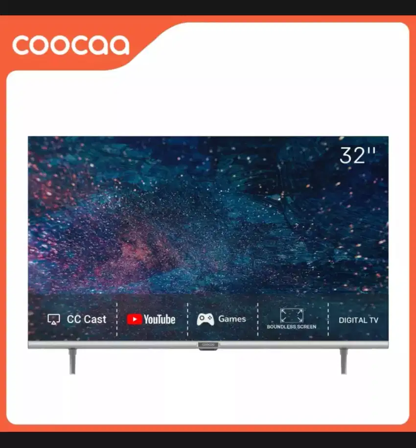 SmartTV Coocaa LED 32 inchi FHD Bezelles YouTube Digital WiFi G Resmi