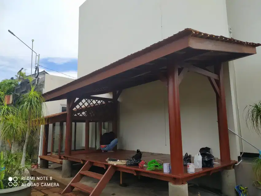 Spesialis tukang saung kayu kelapa harga permeter persegi