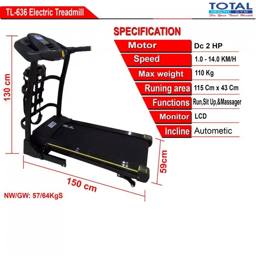 treadmill TL 636 TOTAL FITNESS