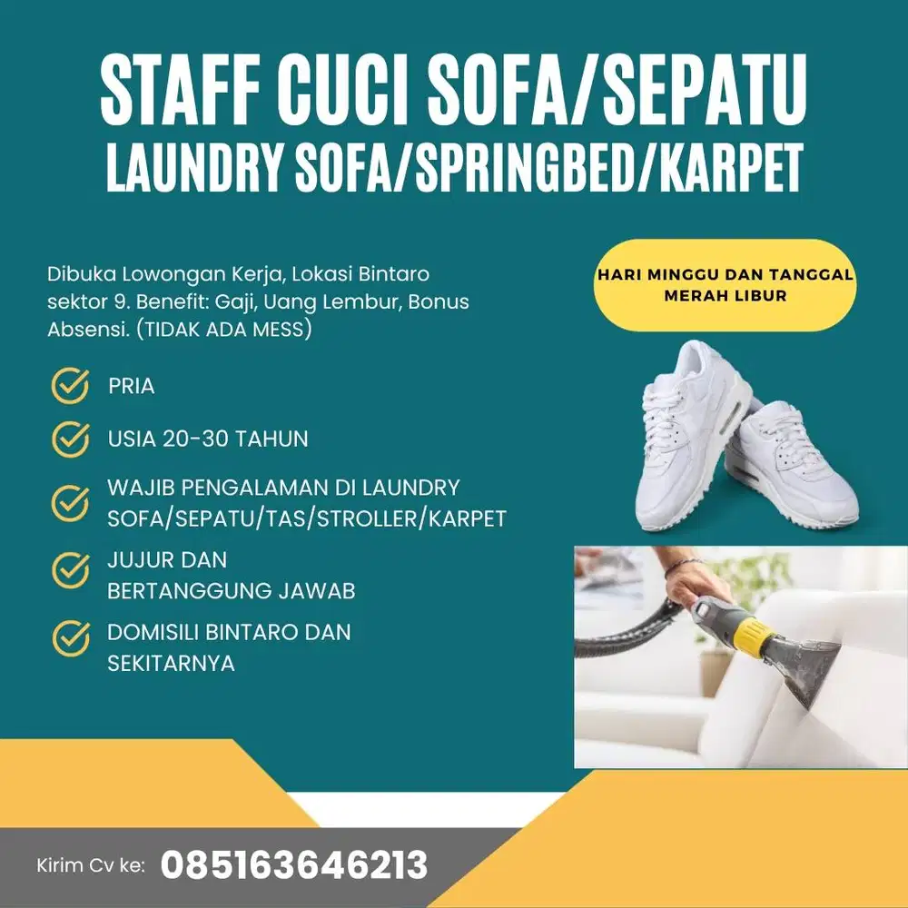 STAFF CUCI SOFA SPRINGBED SEPATU TAS KARPET