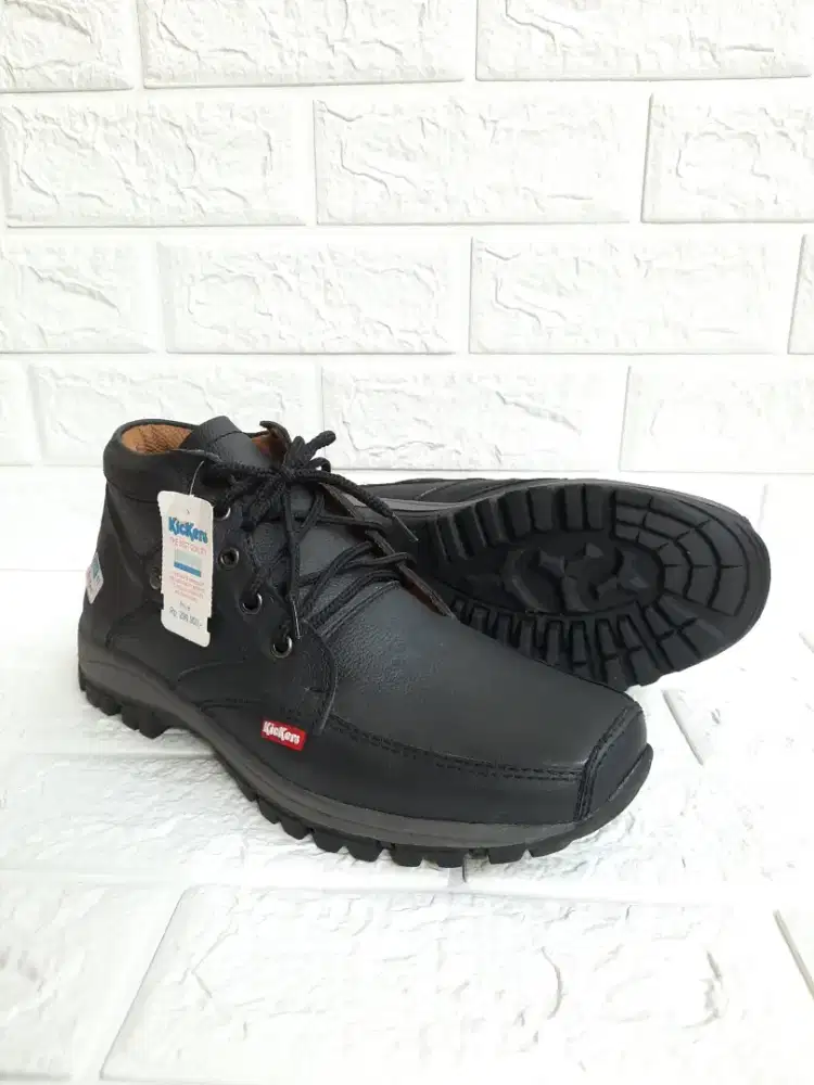 Sepatu boot pria kulit asli sepatu touring