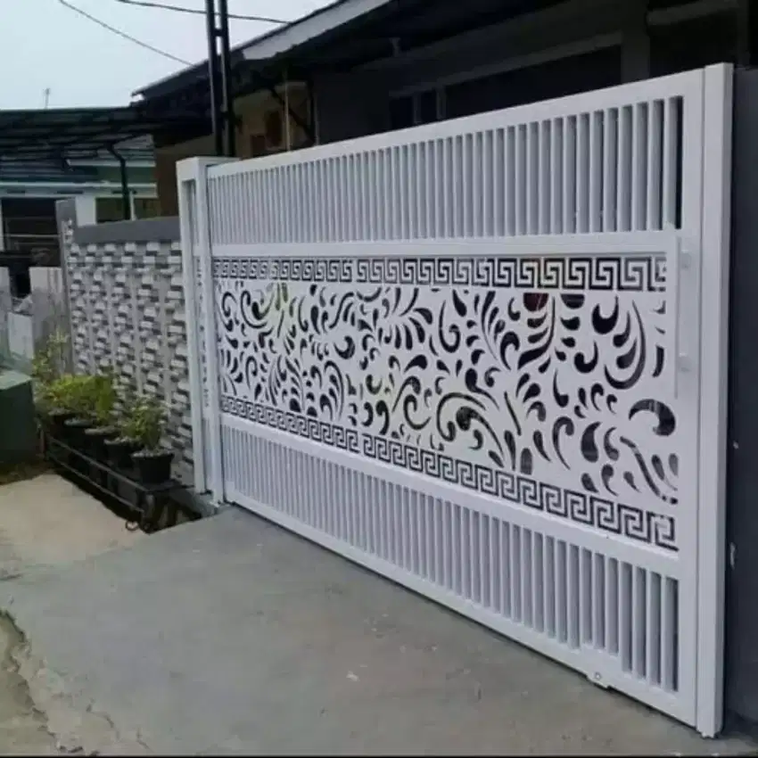 Menerima pemasangan pagar plat laser motif#489