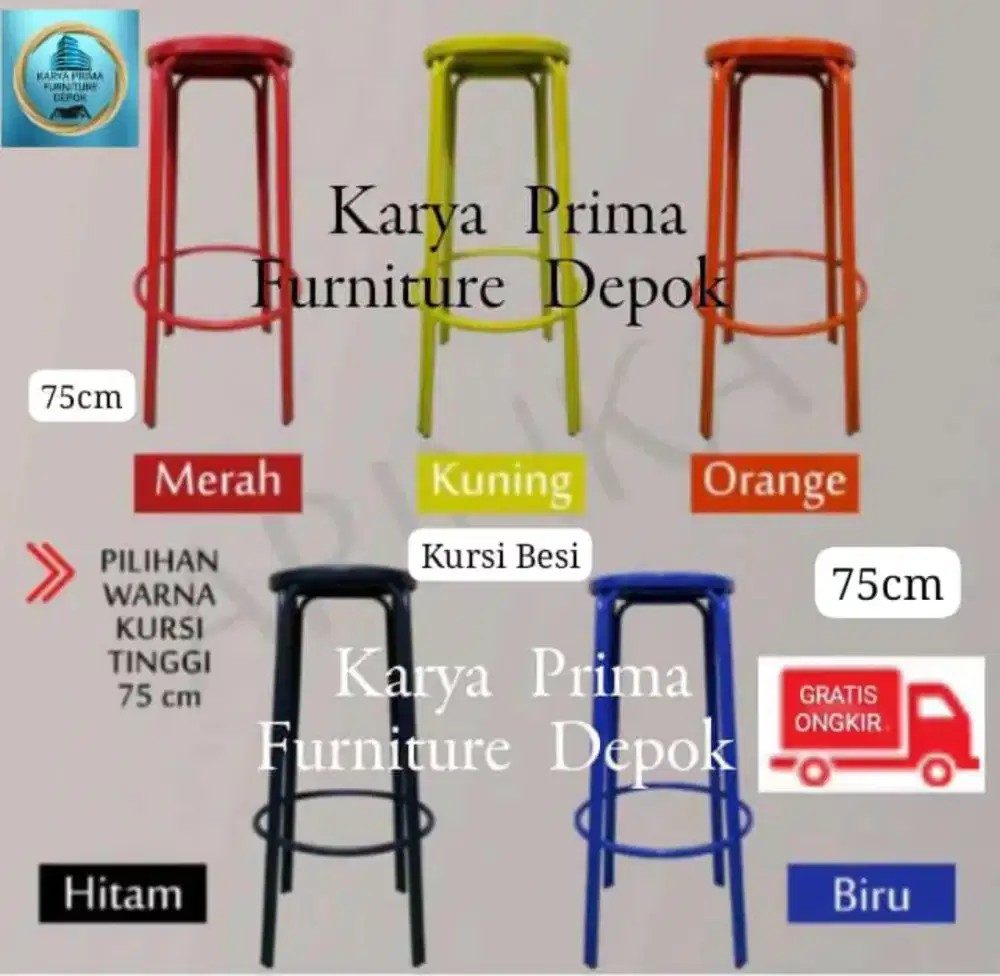Kursi Besi Serbaguna cat powder coathing kuat awet baru 50cm 185rb COD