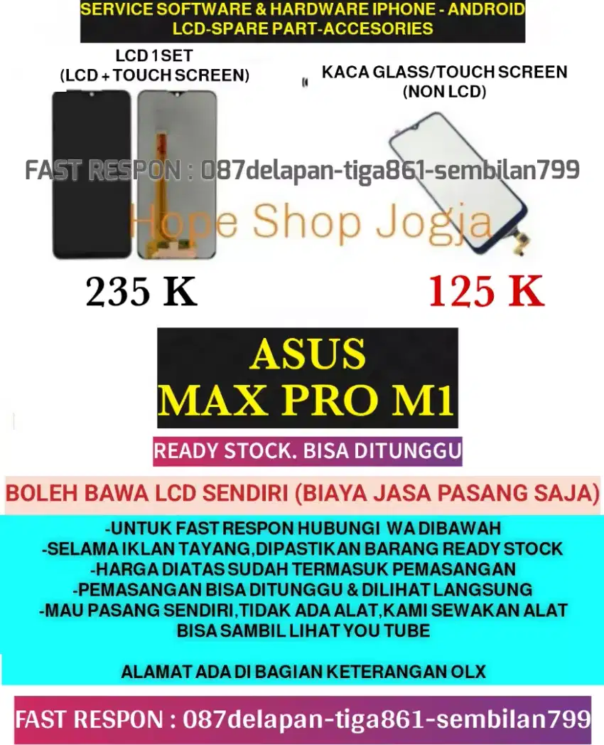 Service HP/Touchscreen/Baterai/LCD Asus Max Pro M1/M2