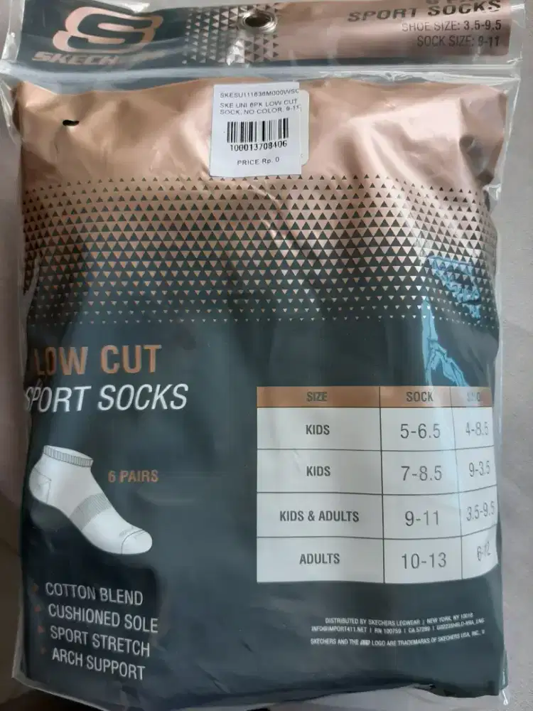 Kaua kaki skechers isi 6 pack low cut,bahan halus