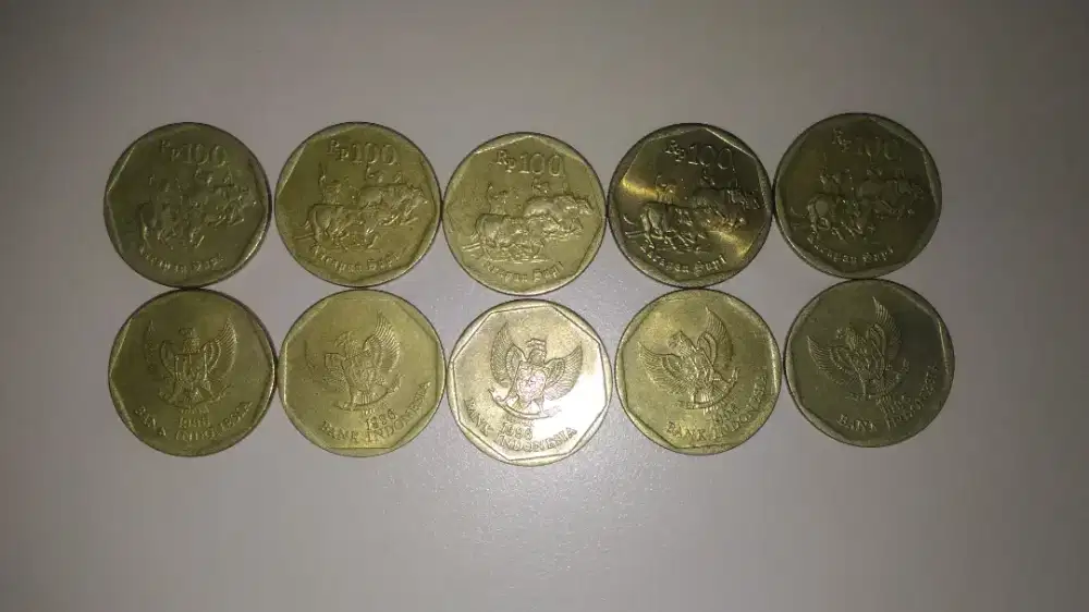 Koin Kuno 100 rupiah 10pc gambar Karapan Sapi Tahun 1996