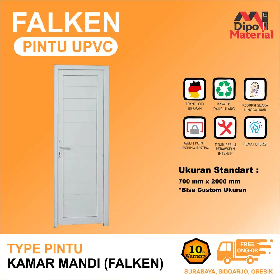 PINTU UPVC | FALKEN | 700 x 2000 mm | BERGARANSI