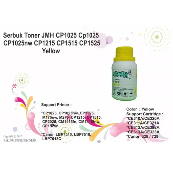 Serbuk Toner JMH CP1025 CP1025 CP1025nw CP1215 CP1515 CP1525 Yellow