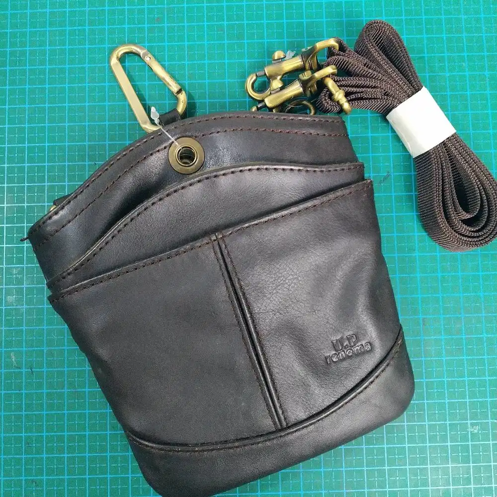 U.P renoma Full Leather Pouch/Tas Selempang Kecil 16cmx15cm(Bawah 13cm