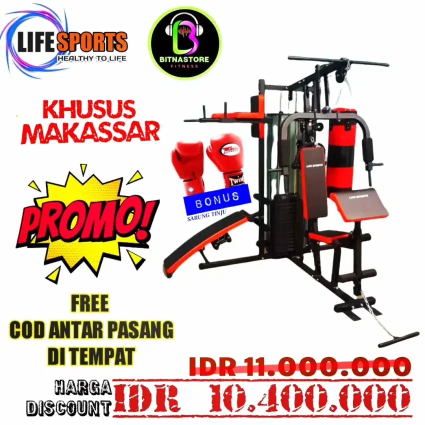 PROMO HOME GYM LIFE SPORTS 3 SISI + SAMSAK+SARUNG TINJU ORIGINAL