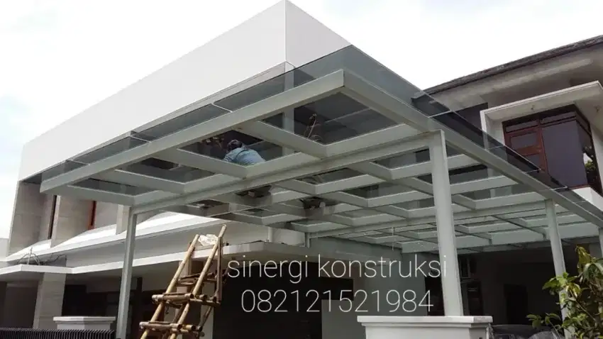 Canopy kaca tempered, solarflat, alderon, spandek, genteng metal,dll