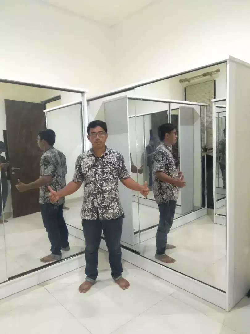 Lemari Pakaian Pintu 2 Sleding Jumbo Mirror Full Cermin 2X2 Meter. COD