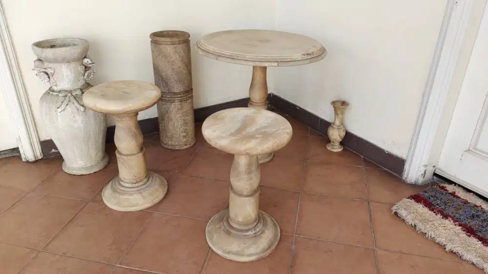 Meja Kursi Marmer dan asesori vas, murah