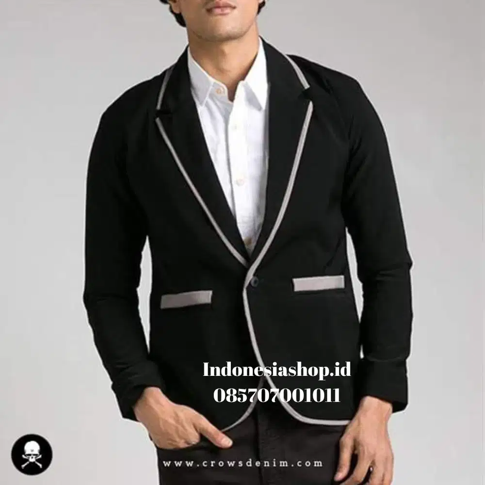 Blazer Black Casual Greylist Aliando Style - SK46