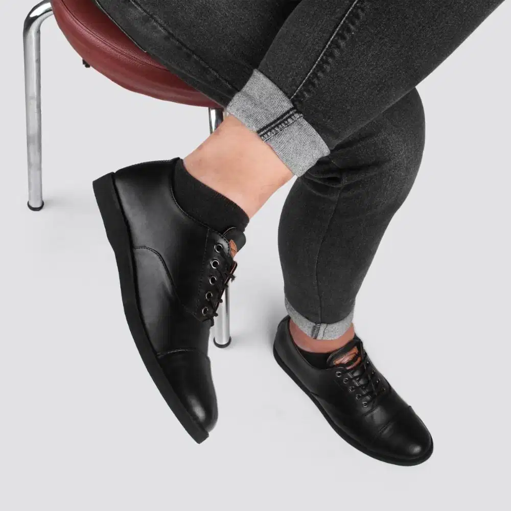 Sepatu pantofel oxford full black- sepatu kerja - sepatu formal casual