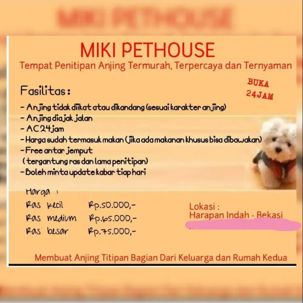 Penitipan Anjing Sistem Rumahan