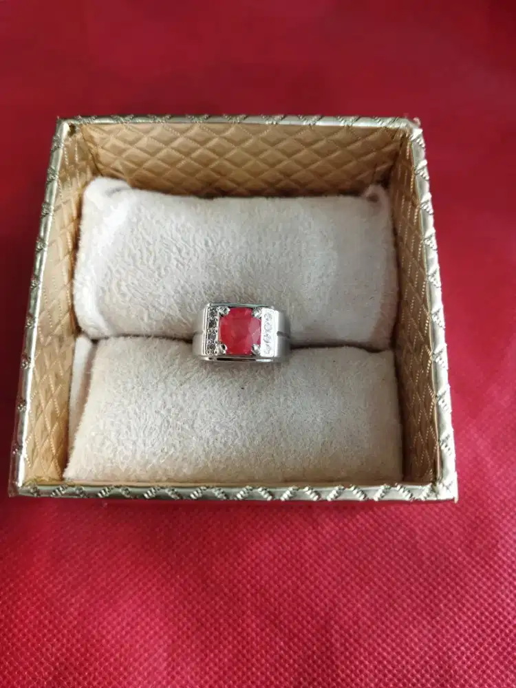 Cincin Eropa Pria Berlian Padparadcha Kecil Kode 029
